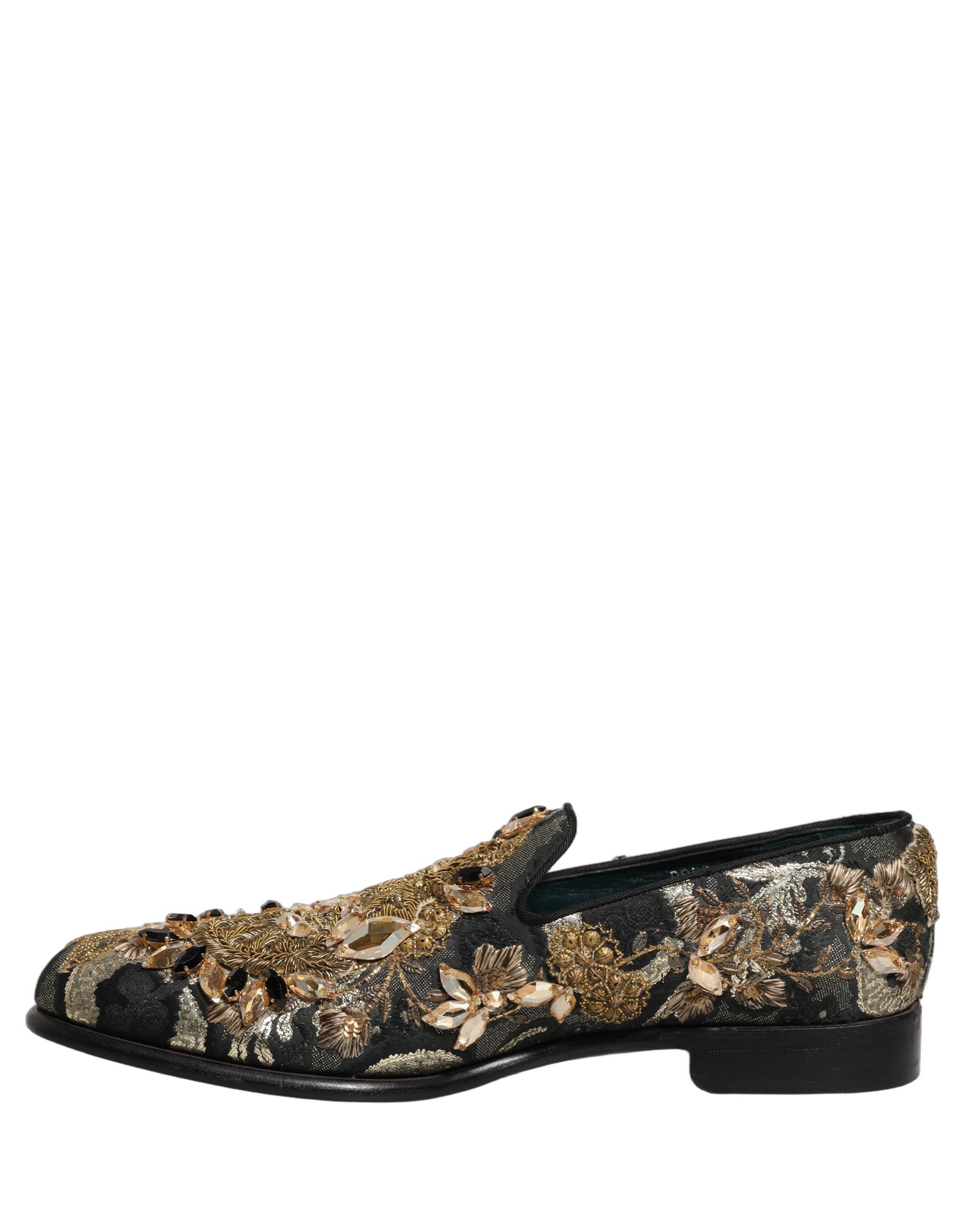 Dolce & Gabbana Schwarze Samt-Loafer mit Verzierungen