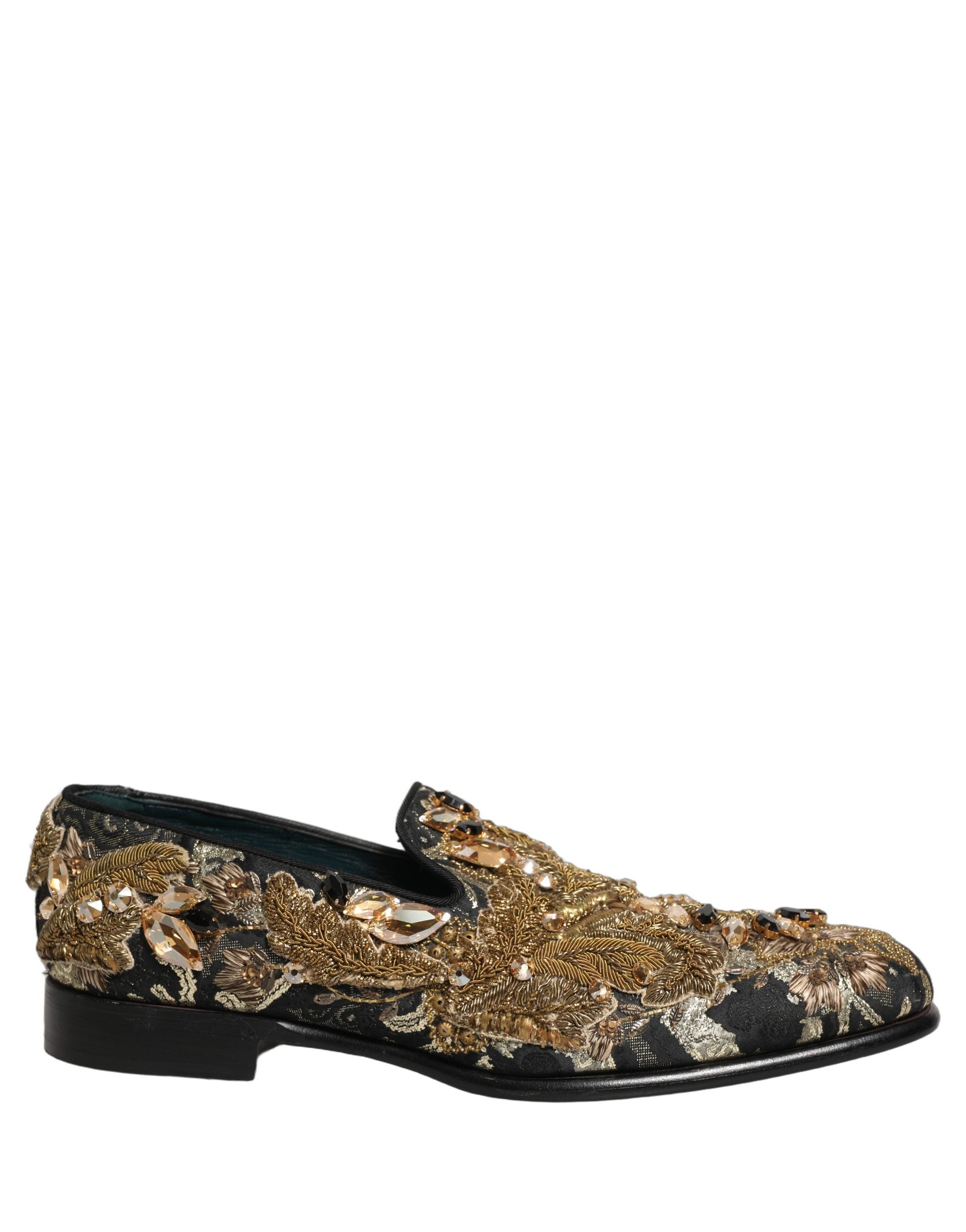 Dolce & Gabbana Schwarze Samt-Loafer mit Verzierungen