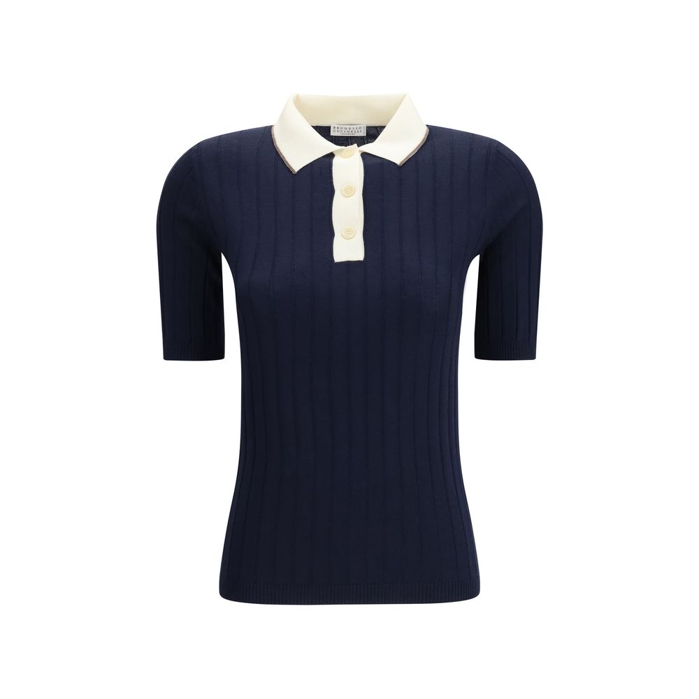 Brunello Cucinelli Blue Wool Oves Aries Polohemd