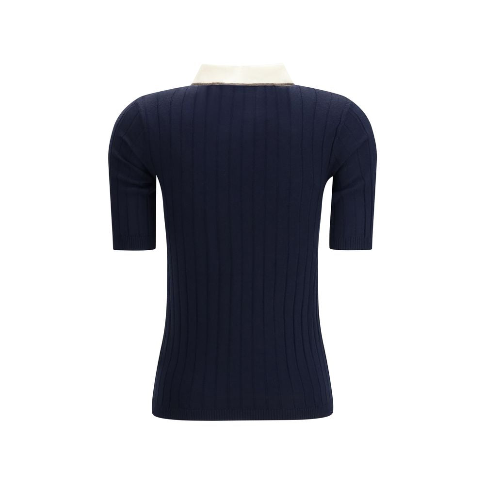 Brunello Cucinelli Blue Wool Oves Aries Polohemd