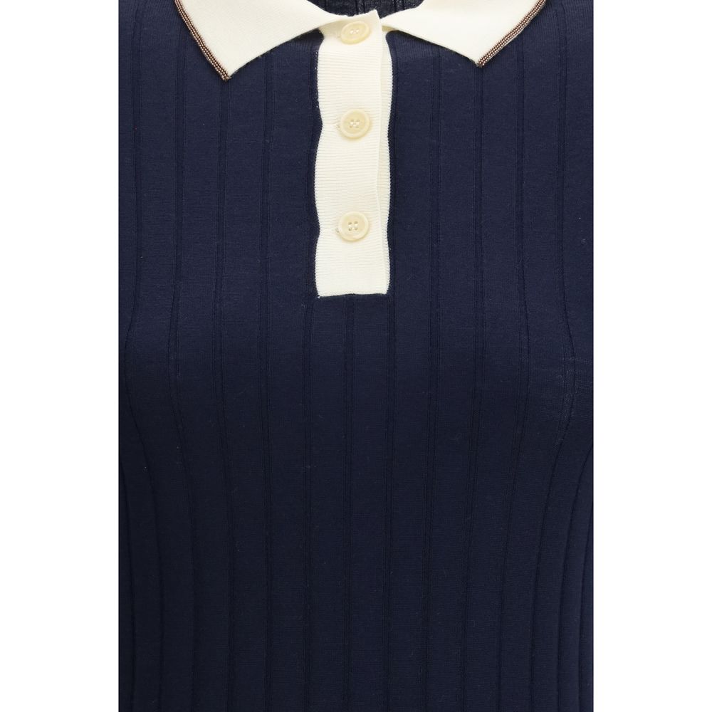 Brunello Cucinelli Blue Wool Oves Aries Polohemd