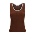 Brunello Cucinelli Bordeaux Woll-Oves-T-Shirt Aries ärmellos