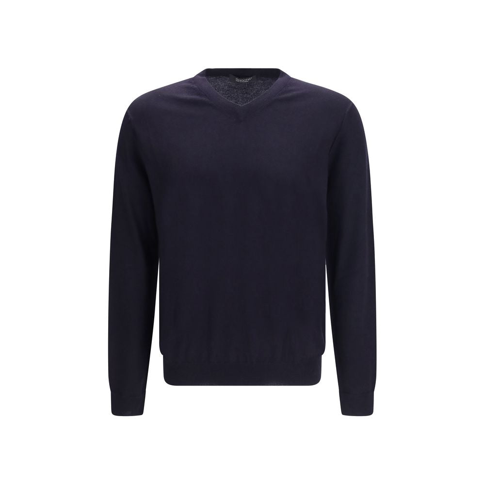 Aragona Cashmere Blauer Wollpullover Oves Aries