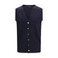 Aragona Cashmere Blauer Wollpullover Oves Aries Ärmellos