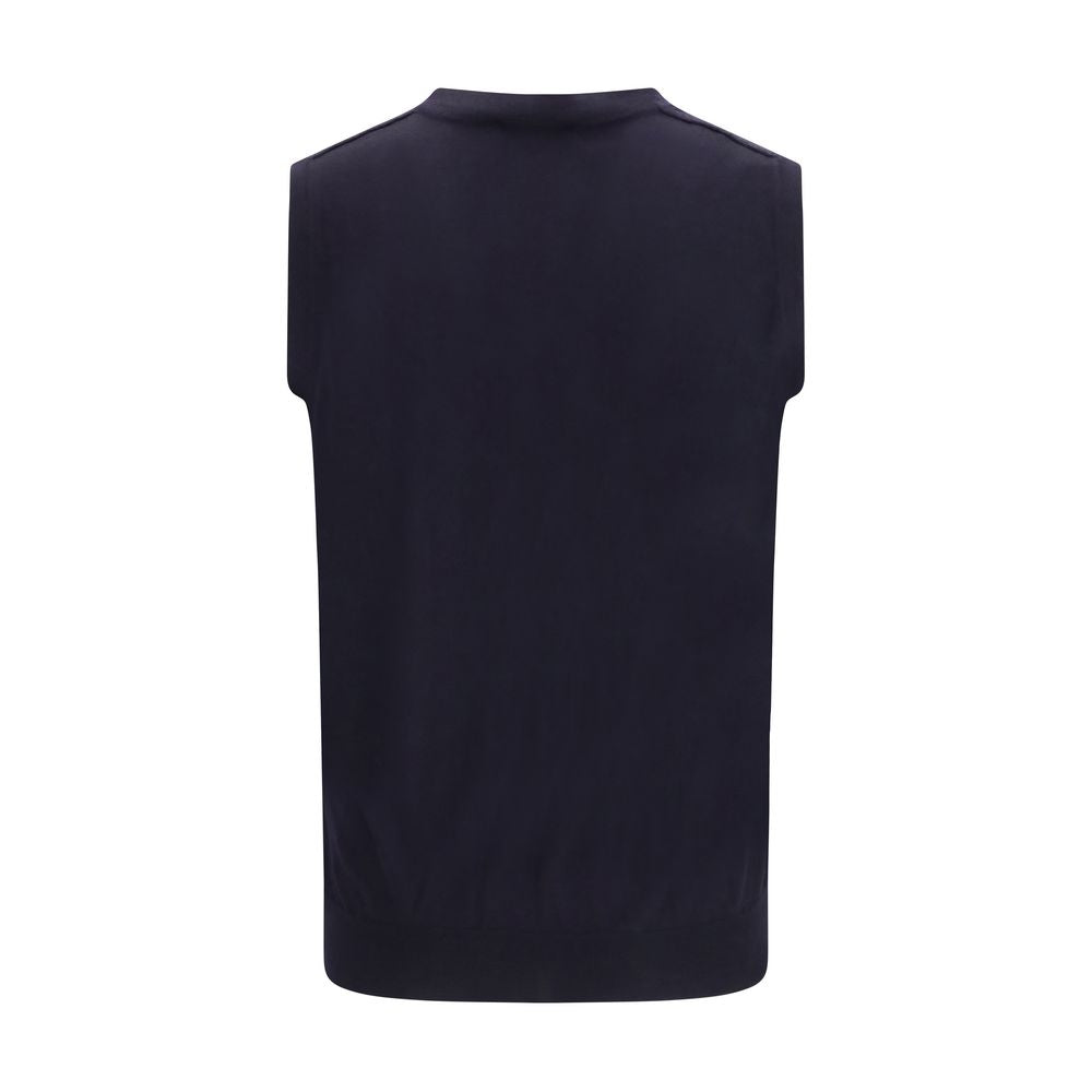 Aragona Cashmere Blauer Wollpullover Oves Aries Ärmellos