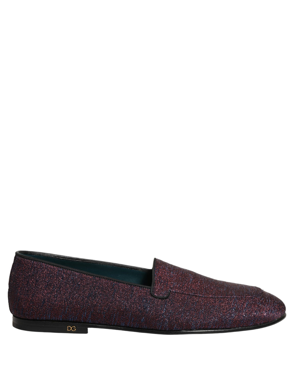 Dolce & Gabbana Maroon Glitzer Lurex Loafer-Schuhe mit Logo