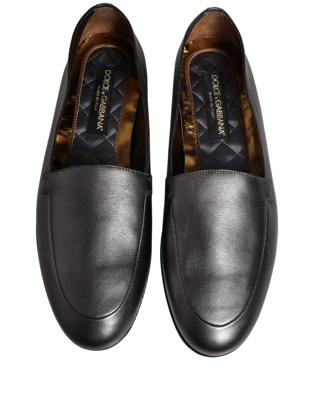 Dolce & Gabbana Silberne DG Logo Loafer aus Leder