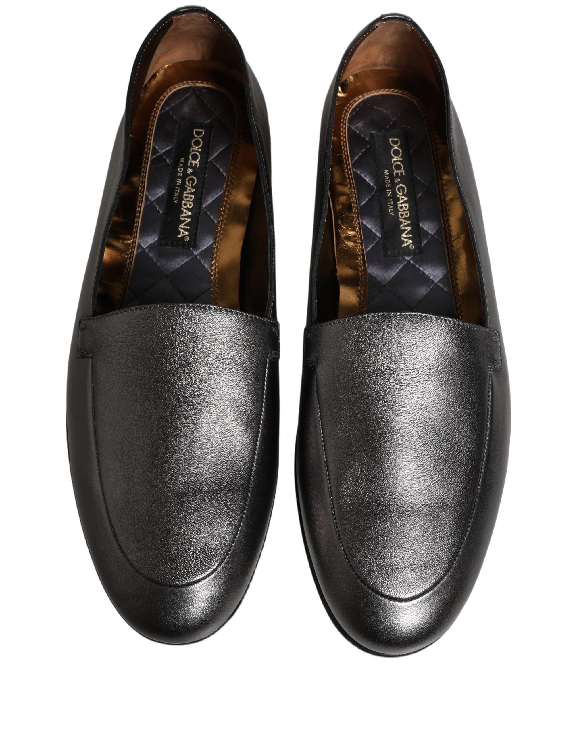 Dolce & Gabbana Silberne DG Logo Loafer aus Leder