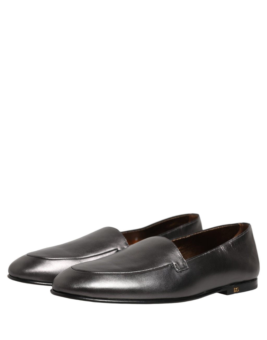 Dolce & Gabbana Silberne DG Logo Loafer aus Leder