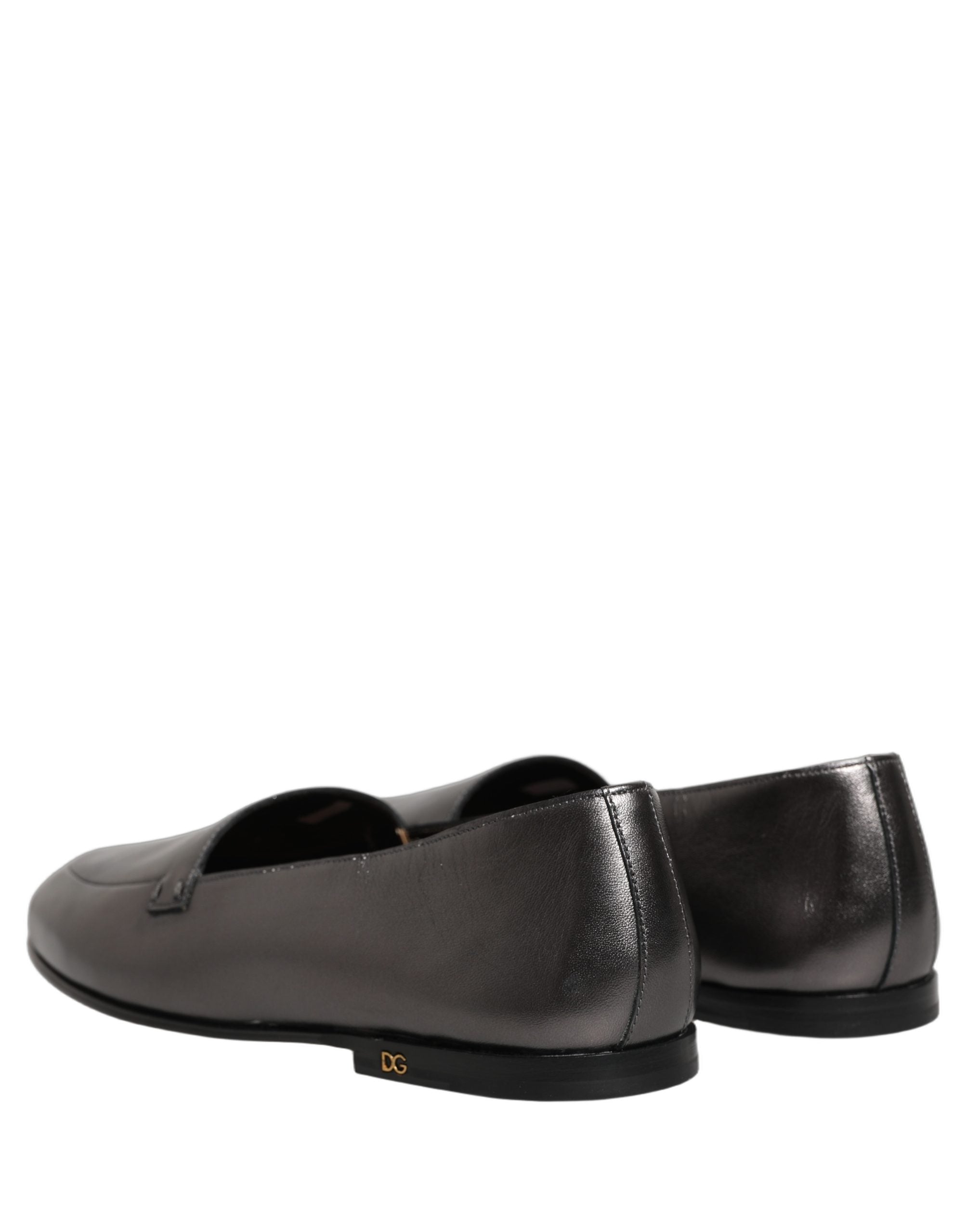Dolce & Gabbana Silberne DG Logo Loafer aus Leder
