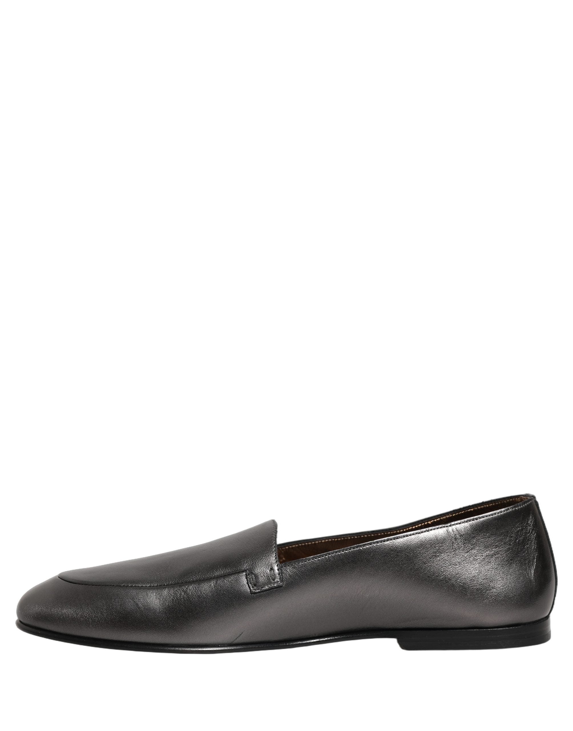 Dolce & Gabbana Silberne DG Logo Loafer aus Leder