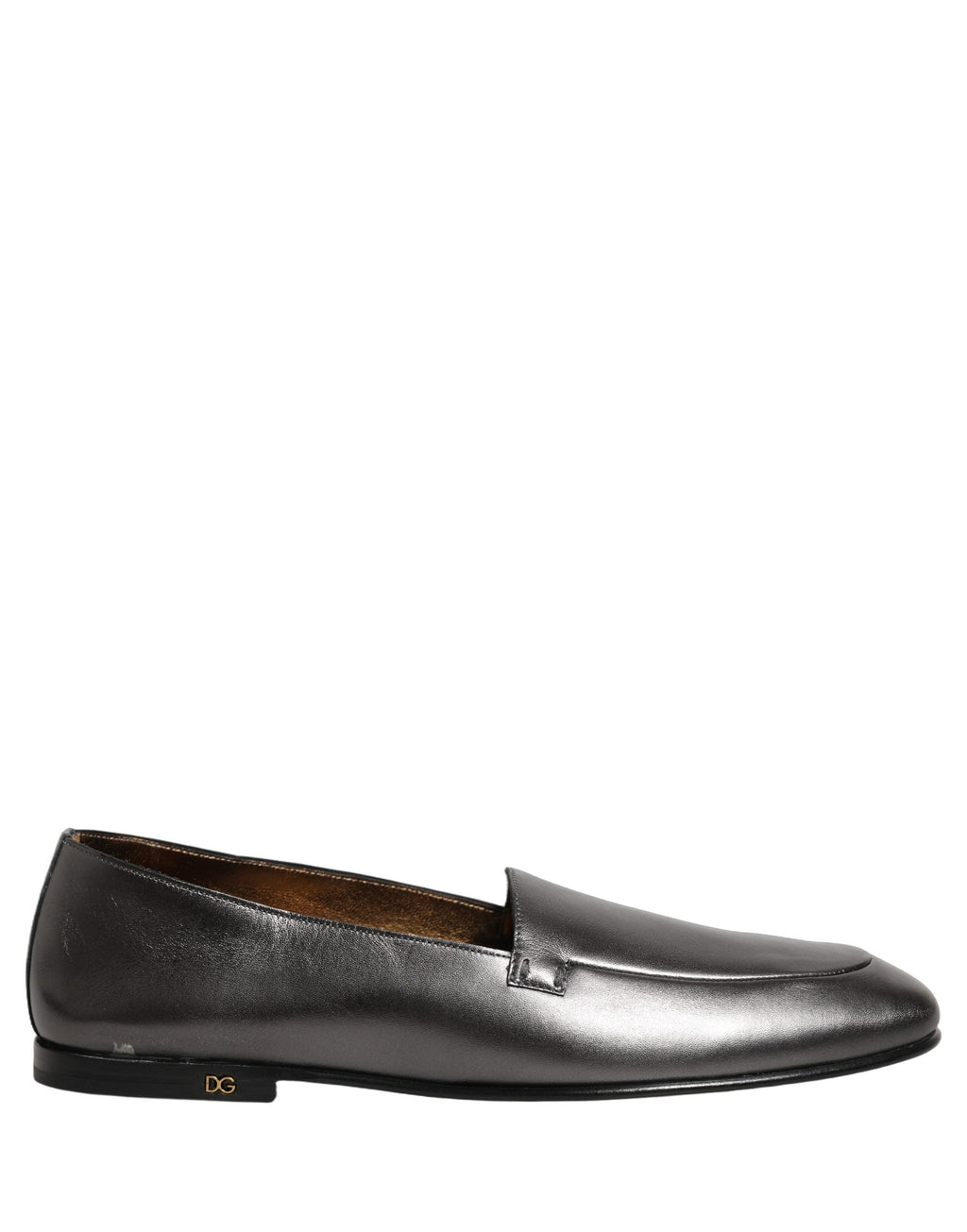 Dolce & Gabbana Silberne DG Logo Loafer aus Leder