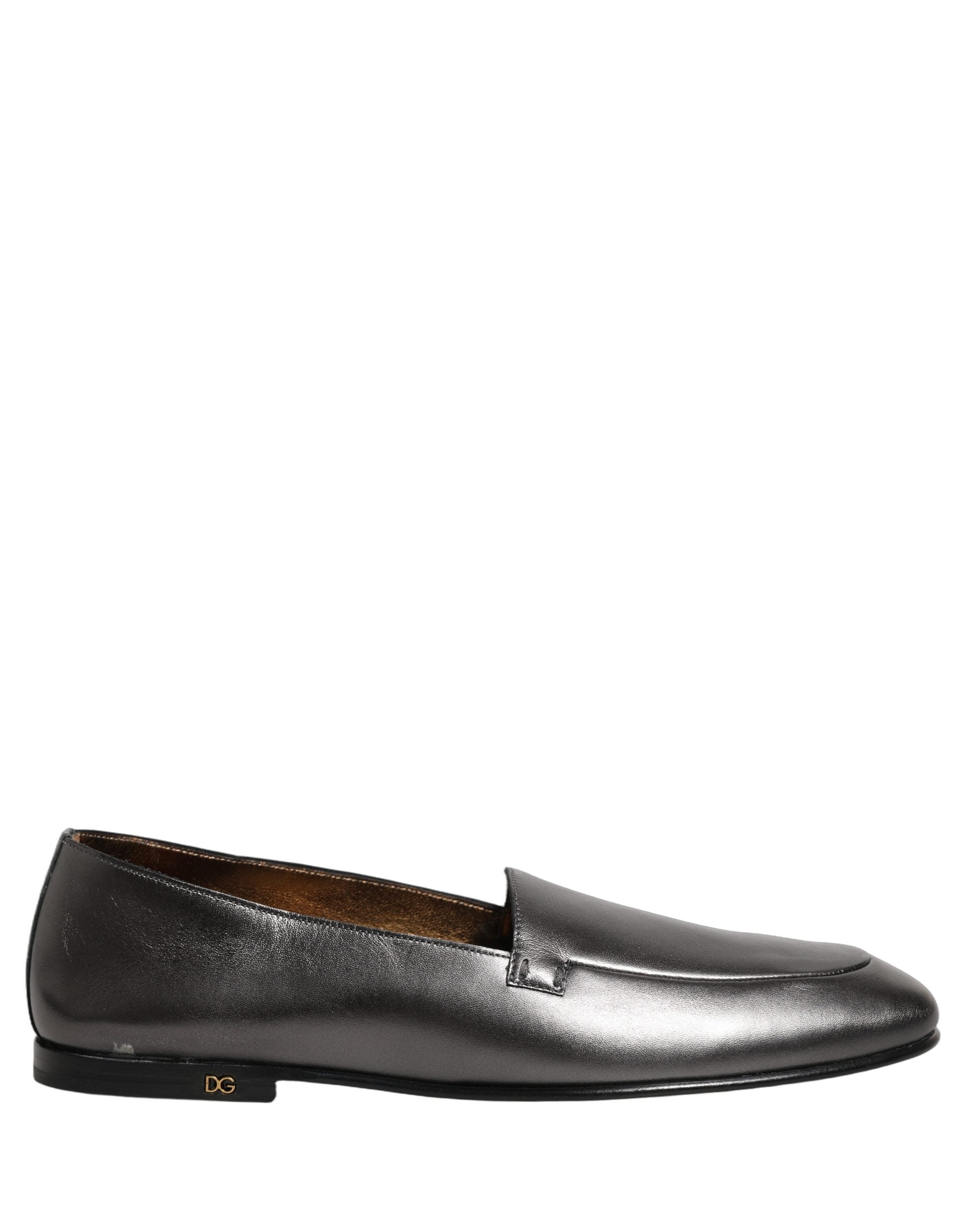Dolce & Gabbana Silberne DG Logo Loafer aus Leder