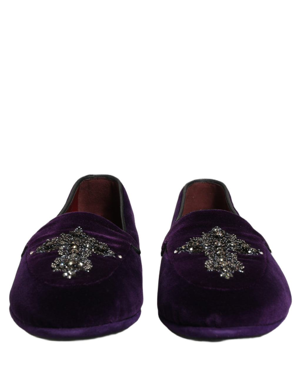 Dolce & Gabbana Violet Suede Embellished Dress Loafers Shoes