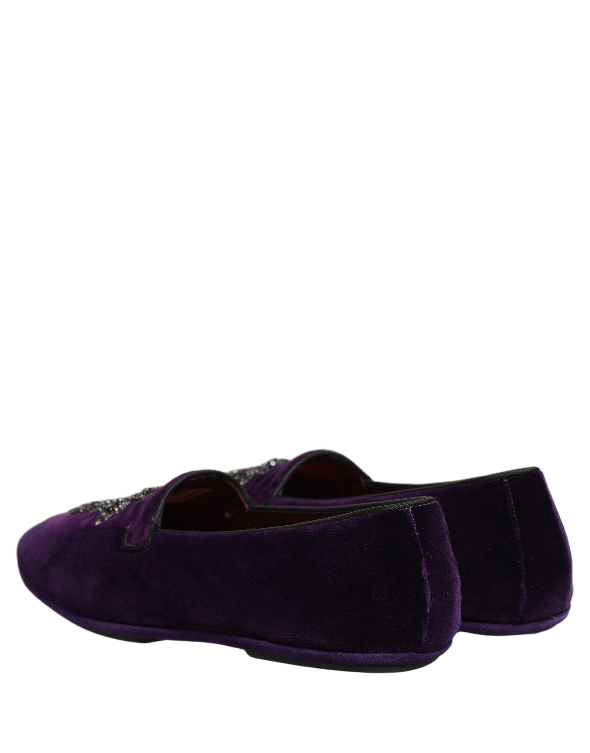 Dolce & Gabbana Violet Suede Embellished Dress Loafers Shoes