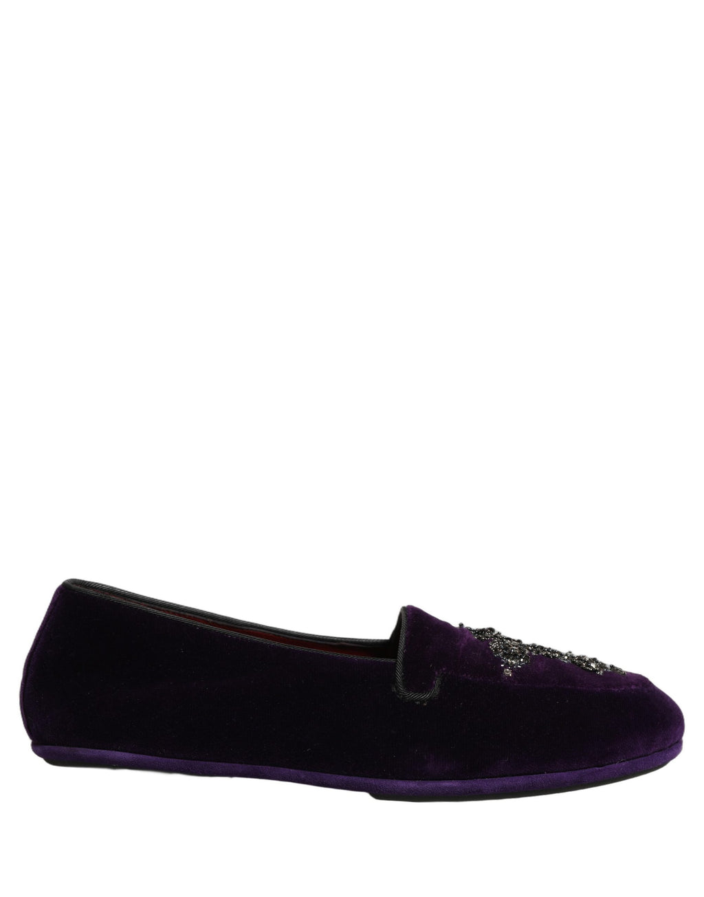Dolce & Gabbana Violet Suede Embellished Dress Loafers Shoes