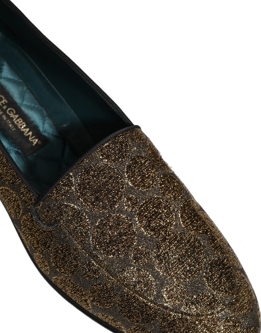 Dolce & Gabbana Gold Lurex Glitzer Herren Slipper Loafer Schuhe