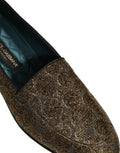 Dolce & Gabbana Gold Lurex Glitzer Herren Slipper Loafer Schuhe