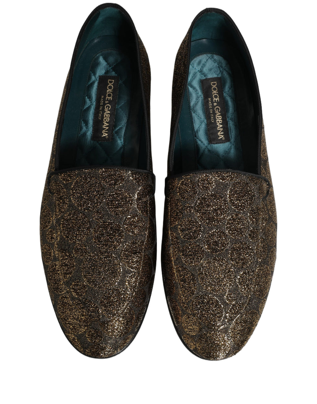 Dolce & Gabbana Gold Lurex Glitzer Herren Slipper Loafer Schuhe