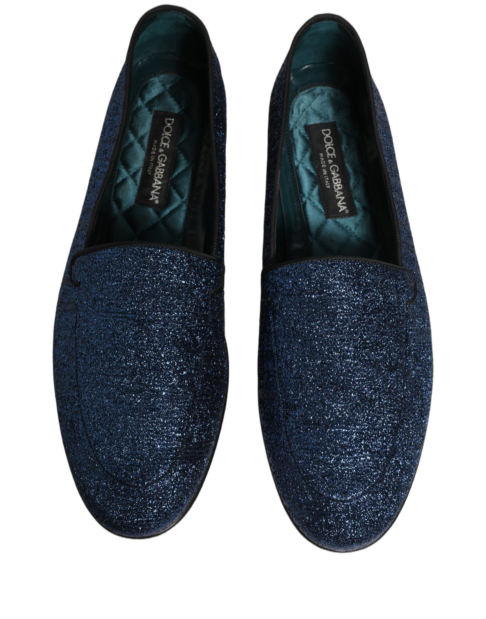 Dolce & Gabbana Blaue Glitzer Lurex DG Logo Loafer Pumps