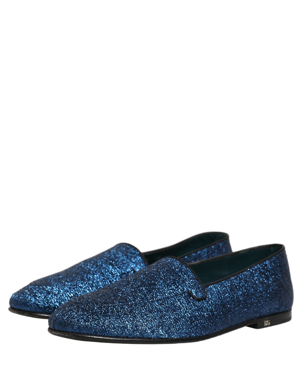 Dolce & Gabbana Blaue Glitzer Lurex DG Logo Loafer Pumps