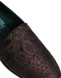 Dolce & Gabbana Burgunderfarbene Jacquard-Loafer aus Leder zum Hineinschlüpfen