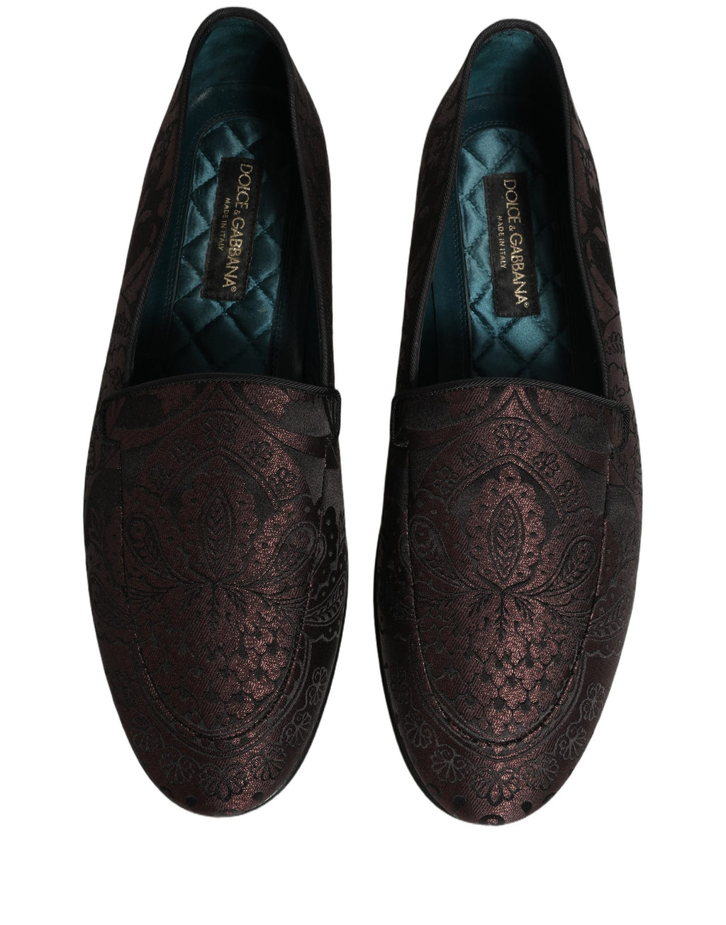 Dolce & Gabbana Burgunderfarbene Jacquard-Loafer aus Leder zum Hineinschlüpfen