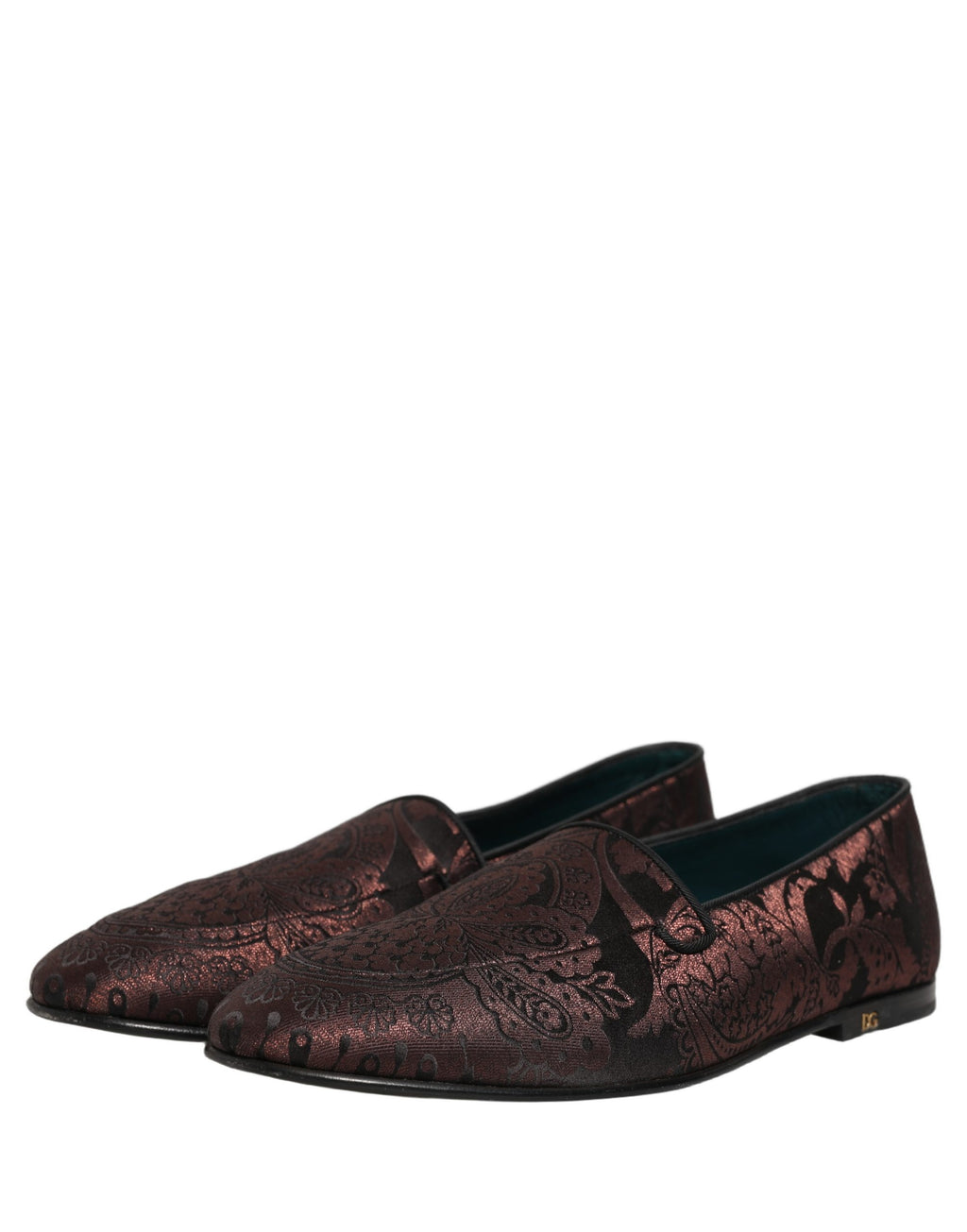 Dolce & Gabbana Burgunderfarbene Jacquard-Loafer aus Leder zum Hineinschlüpfen