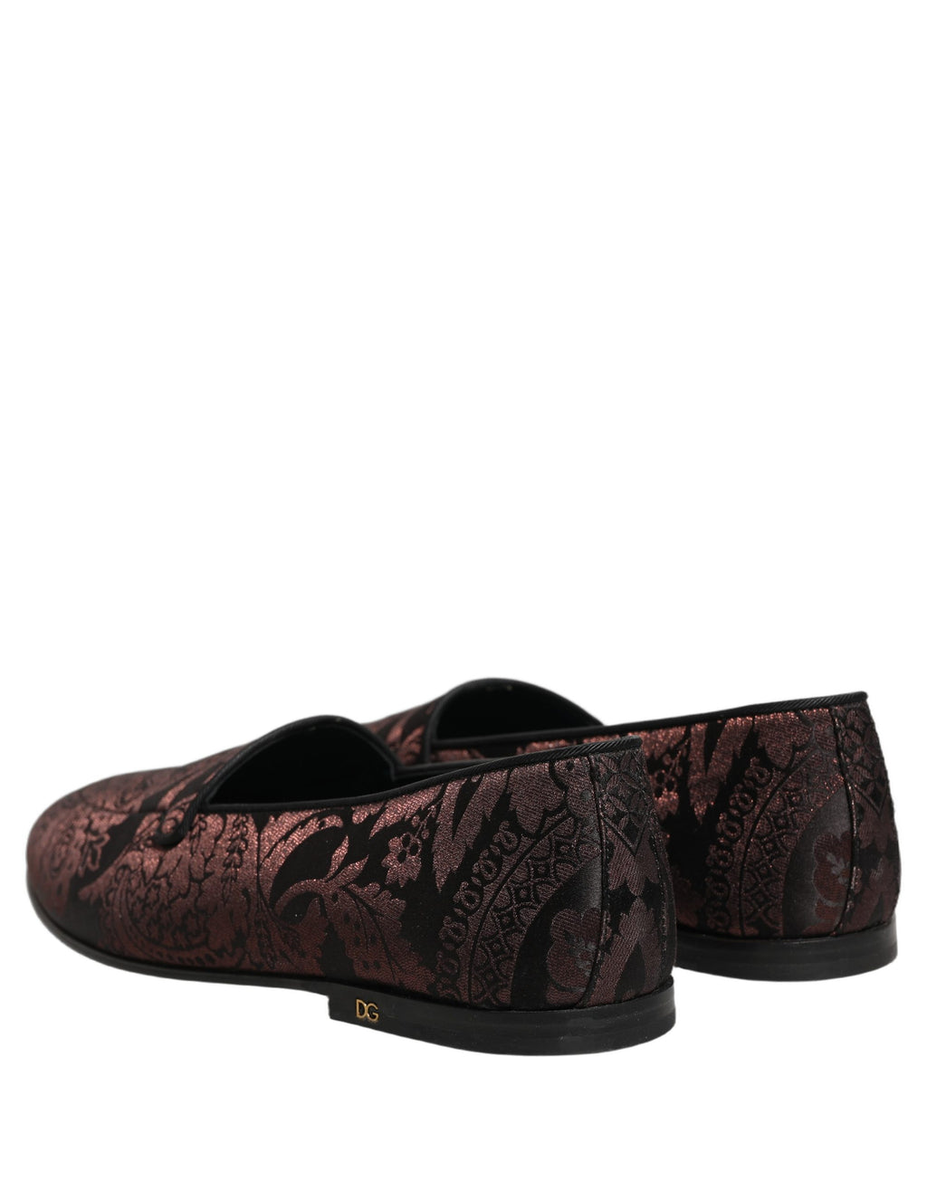 Dolce & Gabbana Burgunderfarbene Jacquard-Loafer aus Leder zum Hineinschlüpfen