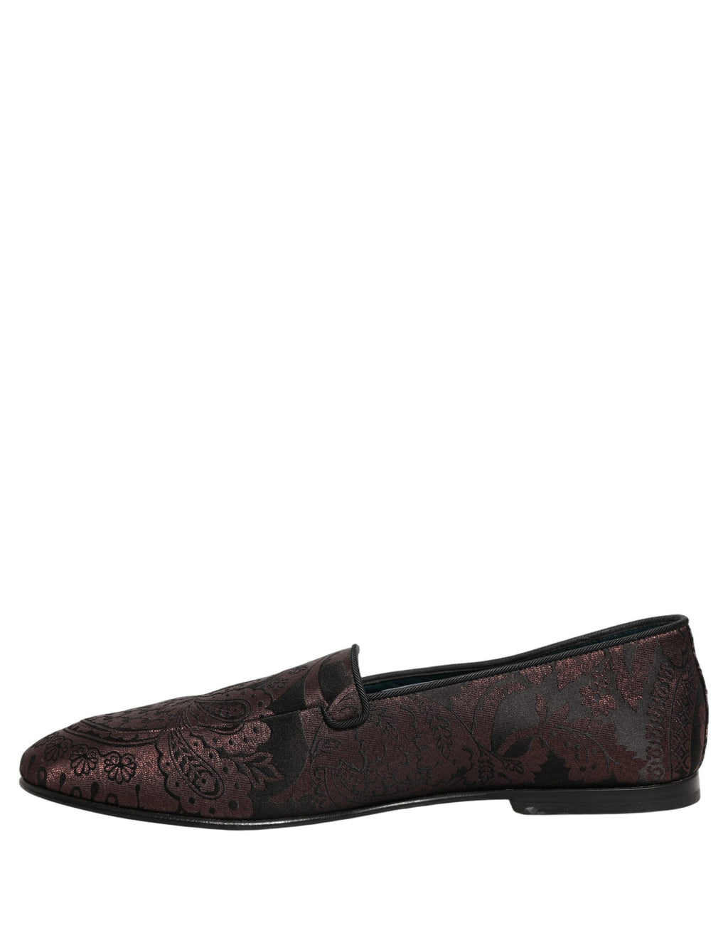 Dolce & Gabbana Burgunderfarbene Jacquard-Loafer aus Leder zum Hineinschlüpfen