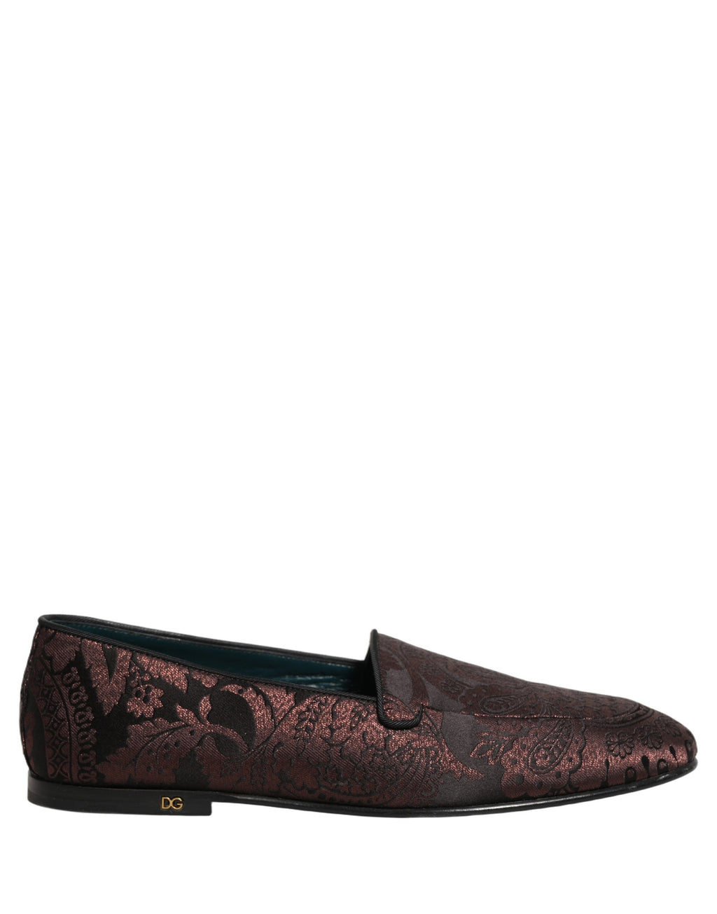 Dolce & Gabbana Burgunderfarbene Jacquard-Loafer aus Leder zum Hineinschlüpfen