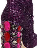 Dolce & Gabbana Lila Kristall Lurex Fantasy High Boots Schuhe