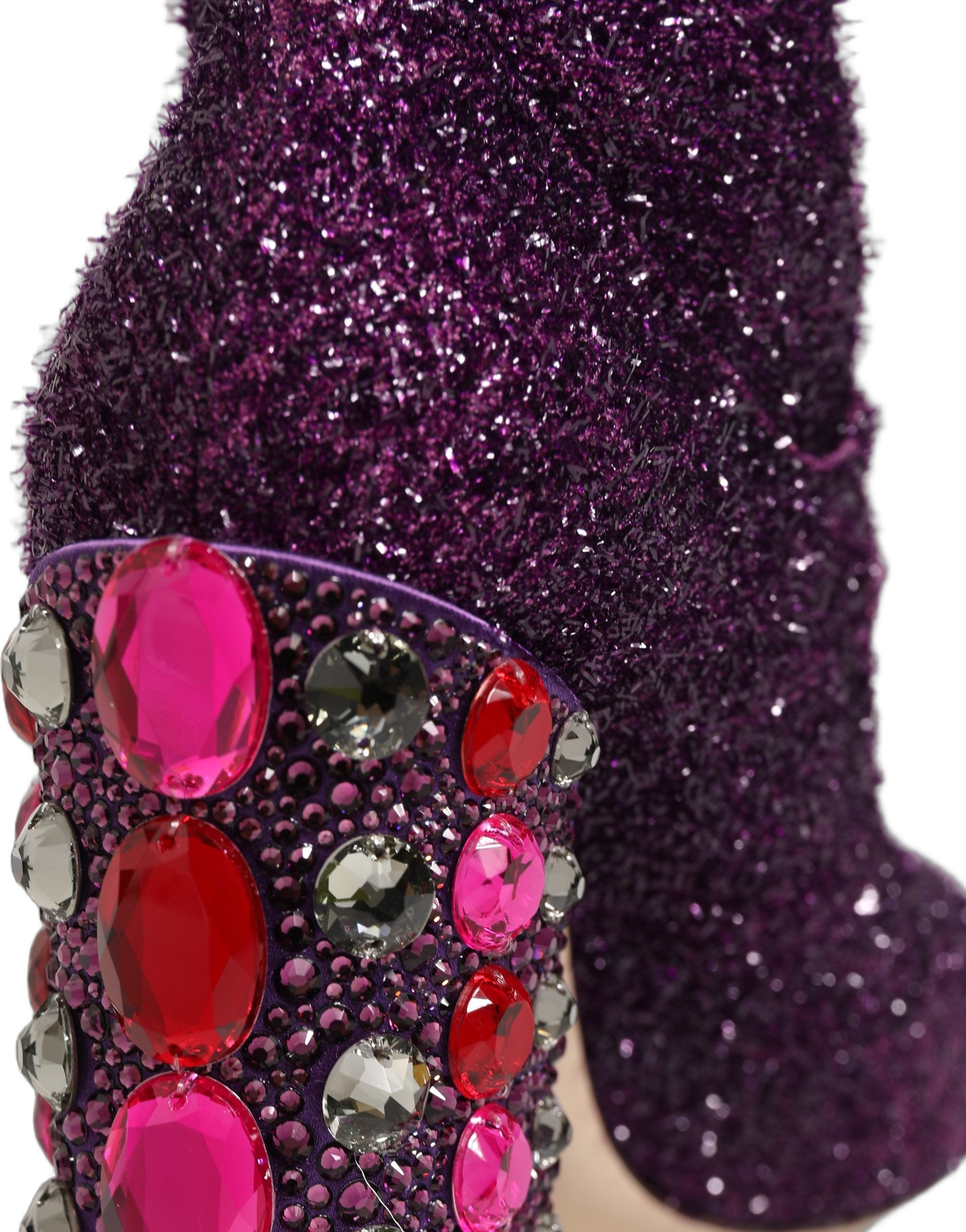Dolce & Gabbana Lila Kristall Lurex Fantasy High Boots Schuhe