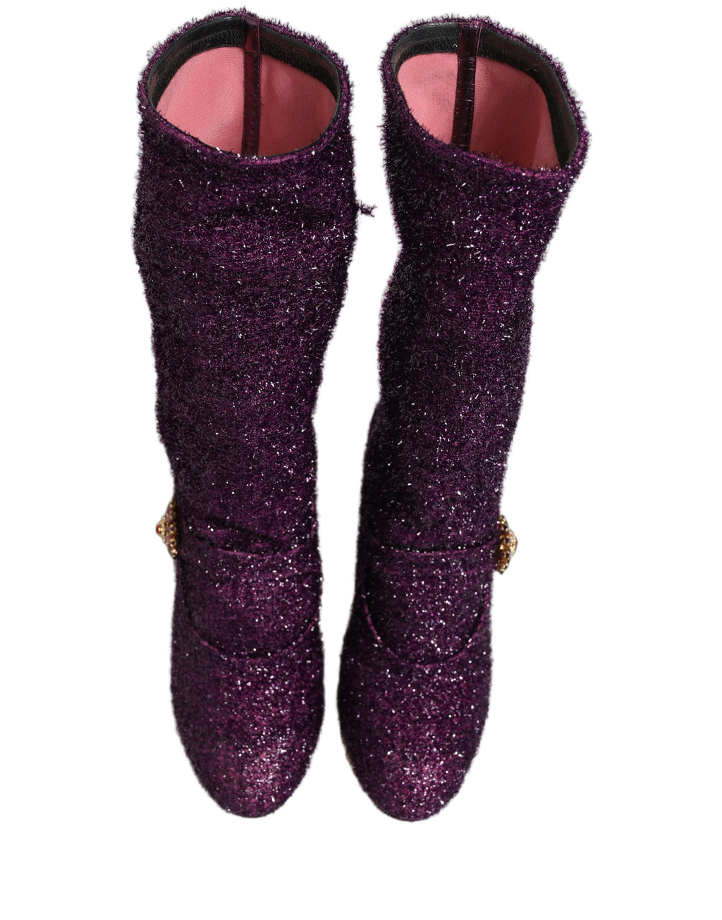 Dolce & Gabbana Lila Kristall Lurex Fantasy High Boots Schuhe