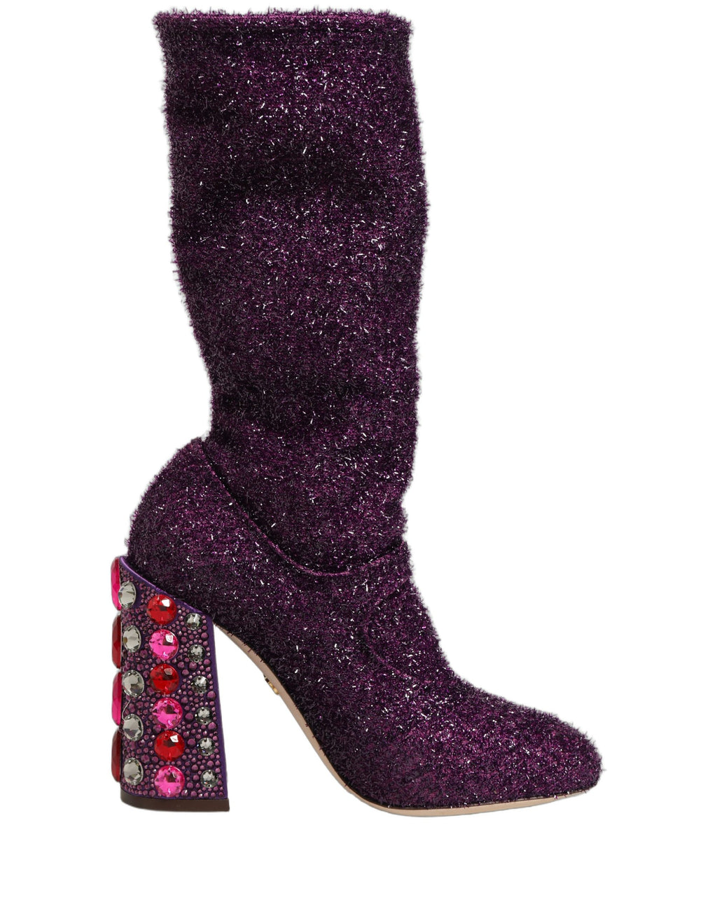 Dolce & Gabbana Lila Kristall Lurex Fantasy High Boots Schuhe