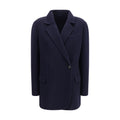 Brunello Cucinelli Blaue Jacke aus Wolle Oves Aries in voller Länge