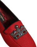 Dolce & Gabbana Rote Loafer mit Kronen-Applikation