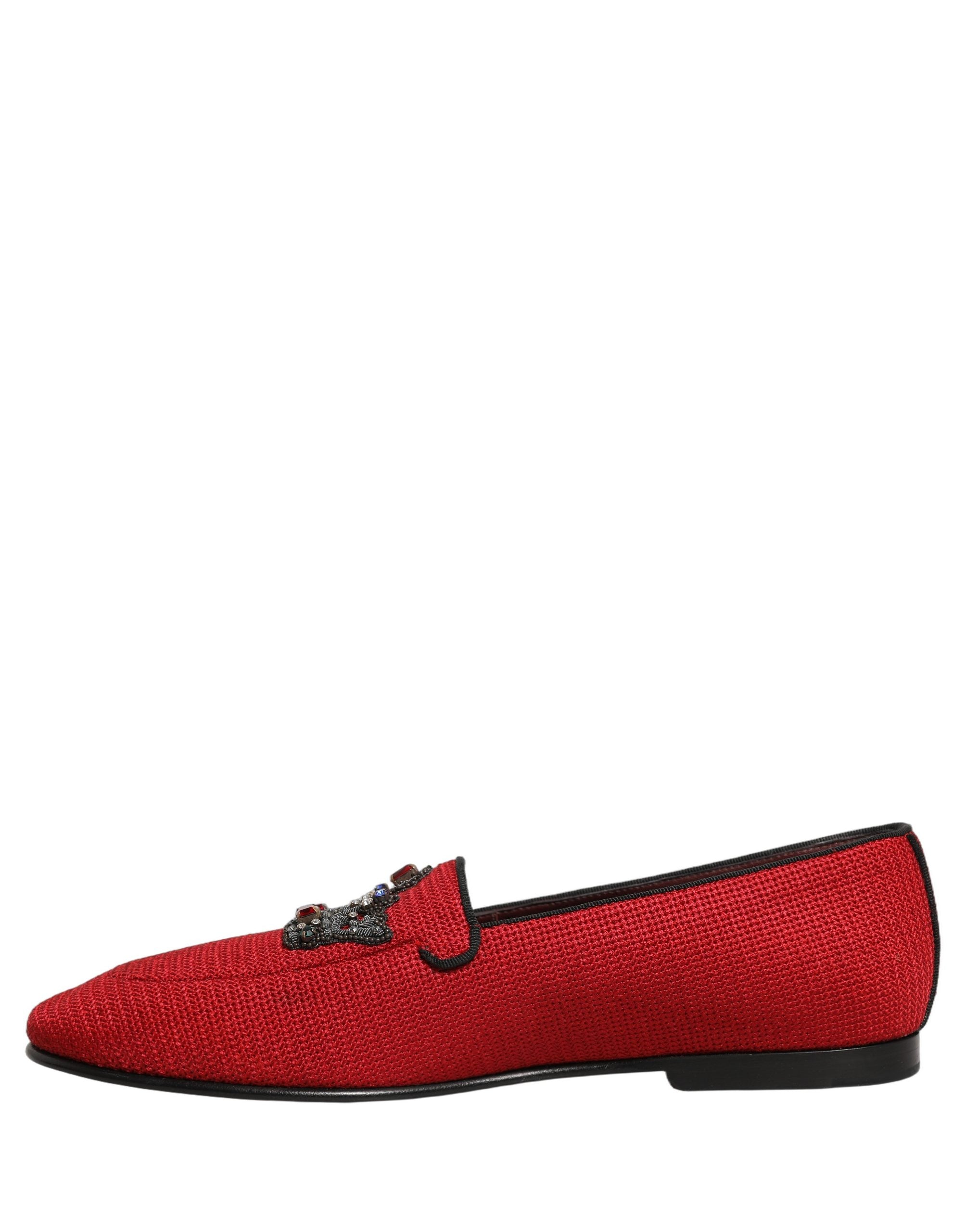 Dolce & Gabbana Rote Loafer mit Kronen-Applikation