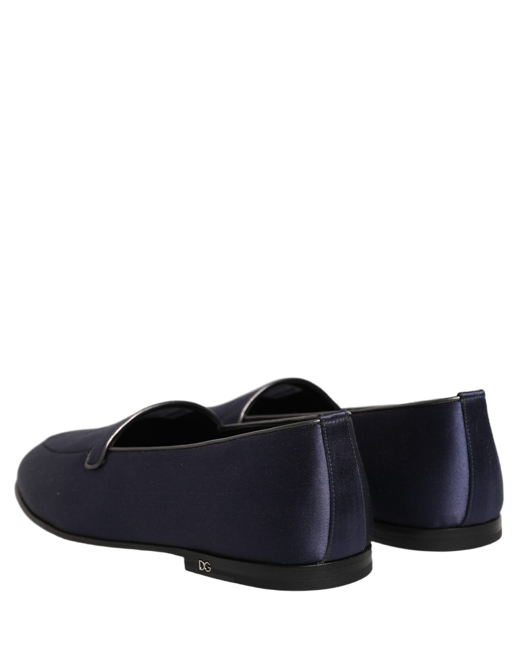 Dolce & Gabbana Marineblaue Loafer aus Satin mit DG-Logo