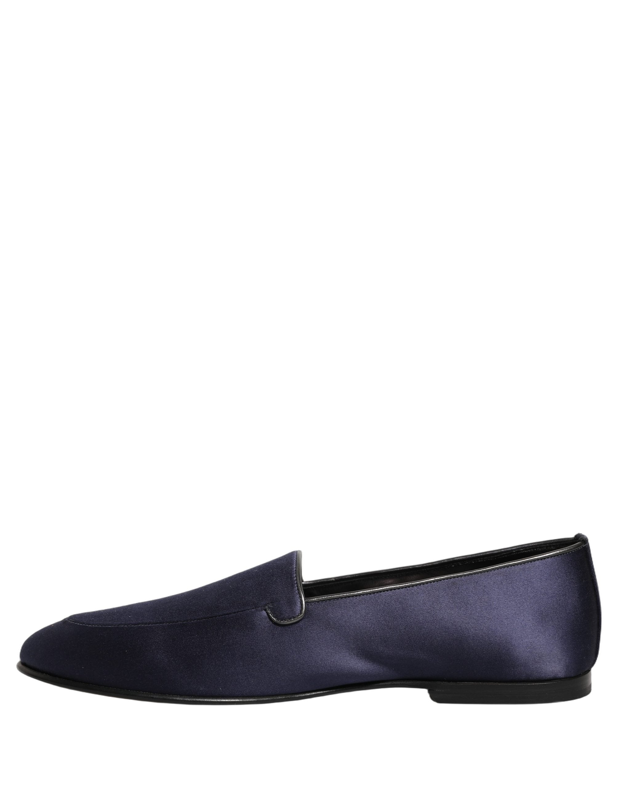 Dolce & Gabbana Marineblaue Loafer aus Satin mit DG-Logo