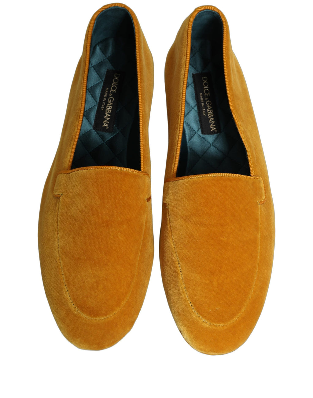Dolce & Gabbana Herren-Slipper aus gelbem Samt für Anzüge