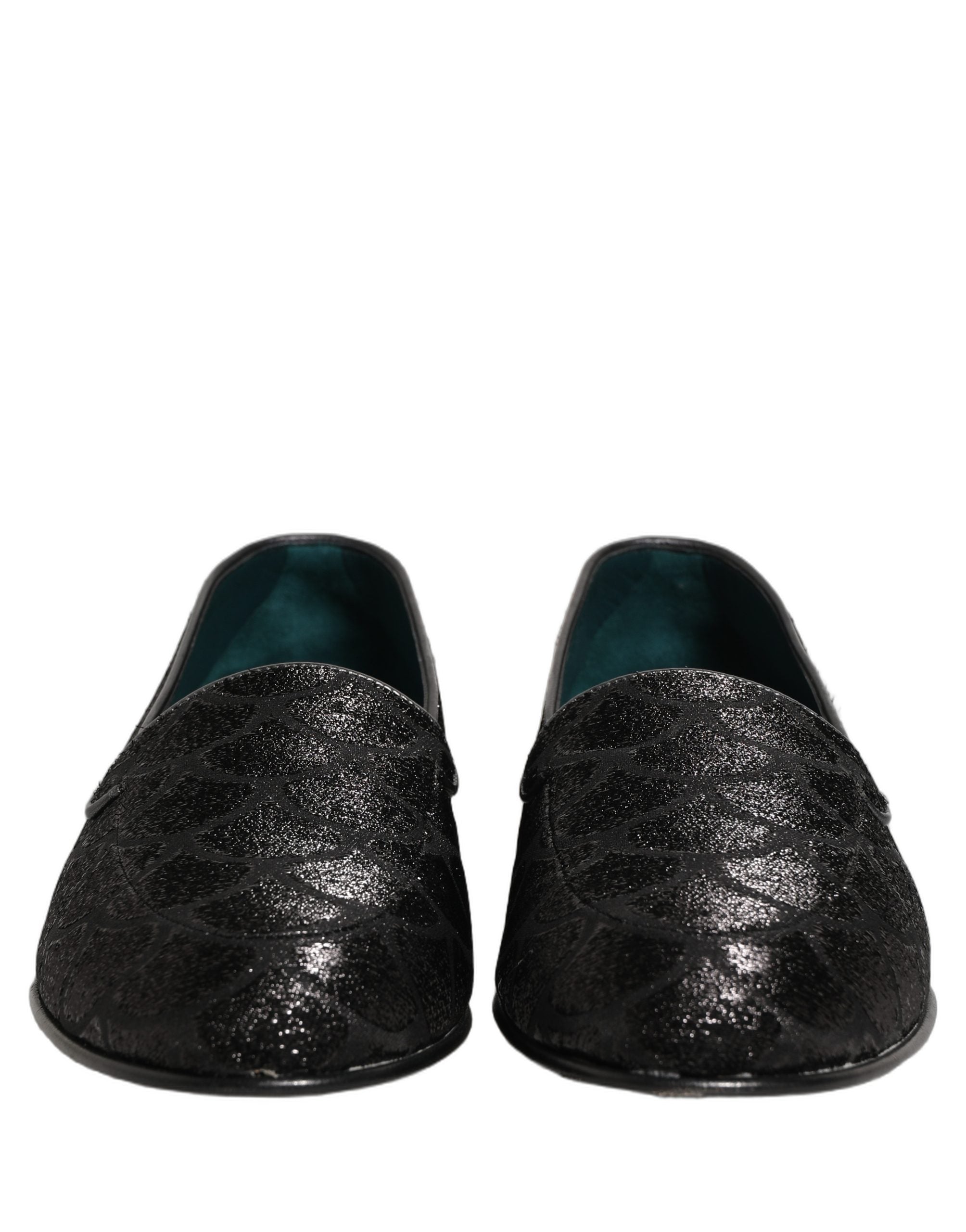 Dolce & Gabbana Schwarze Loafer aus Glitzer-Brocade für Herren