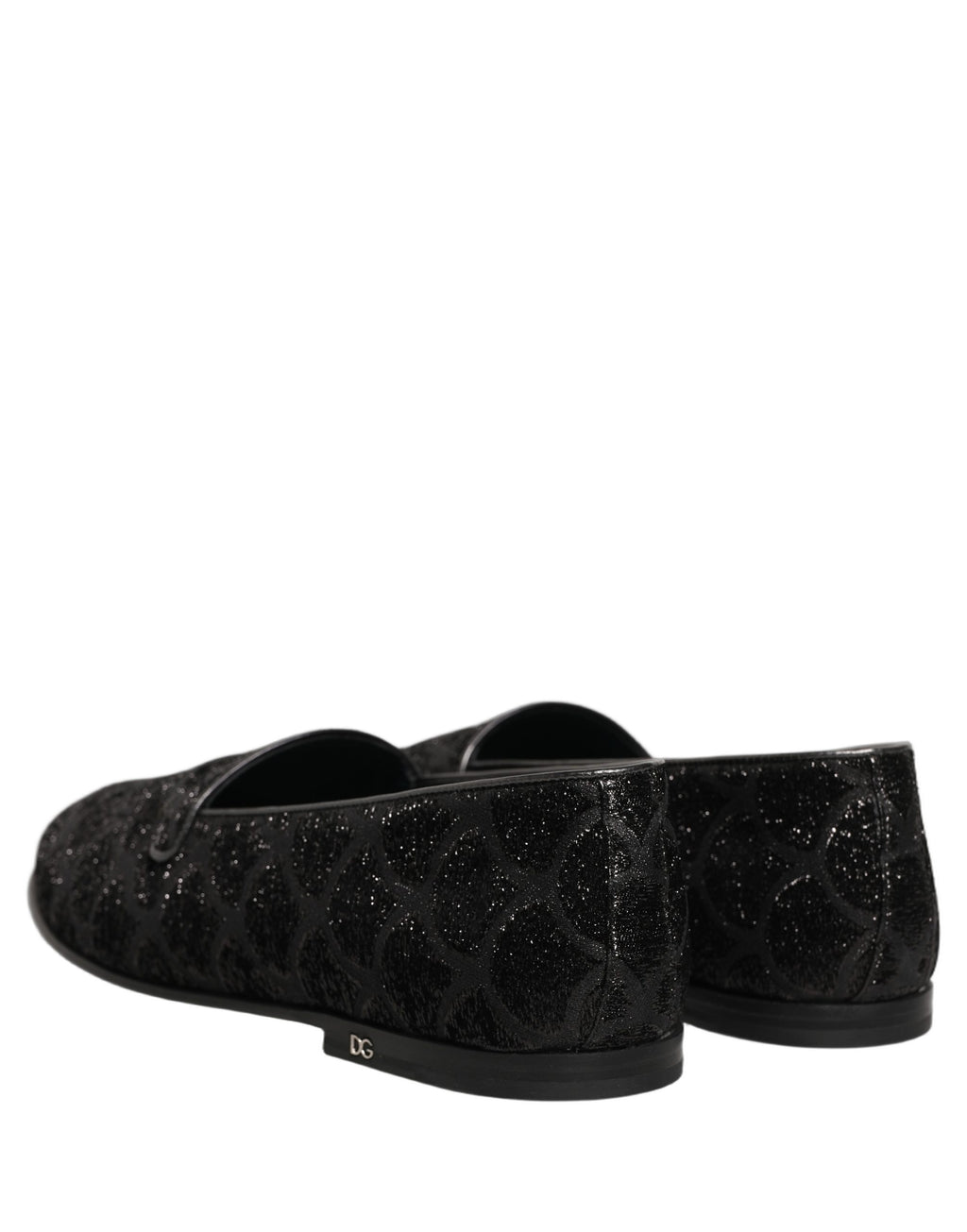 Dolce & Gabbana Schwarze Loafer aus Glitzer-Brocade für Herren