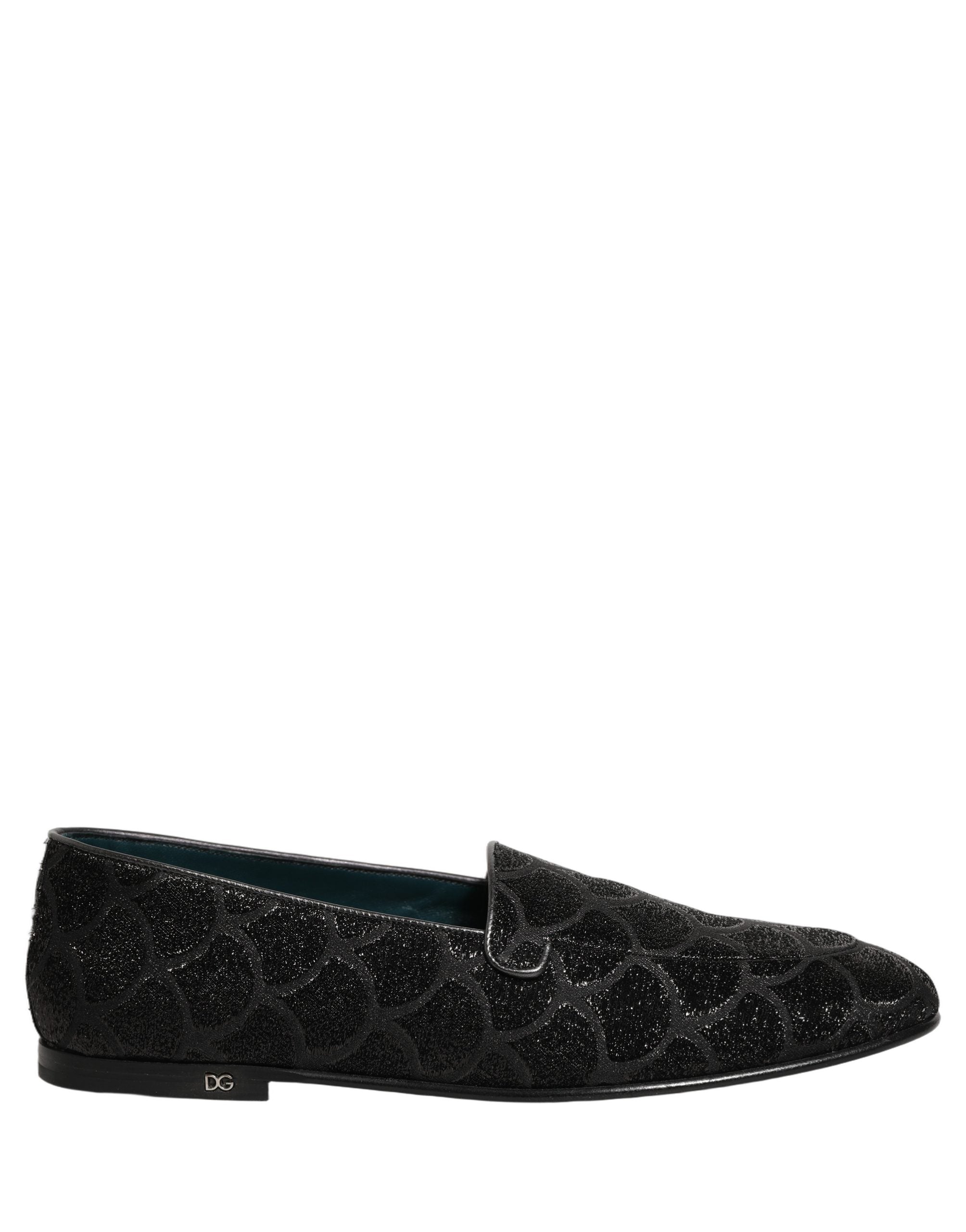 Dolce & Gabbana Schwarze Loafer aus Glitzer-Brocade für Herren