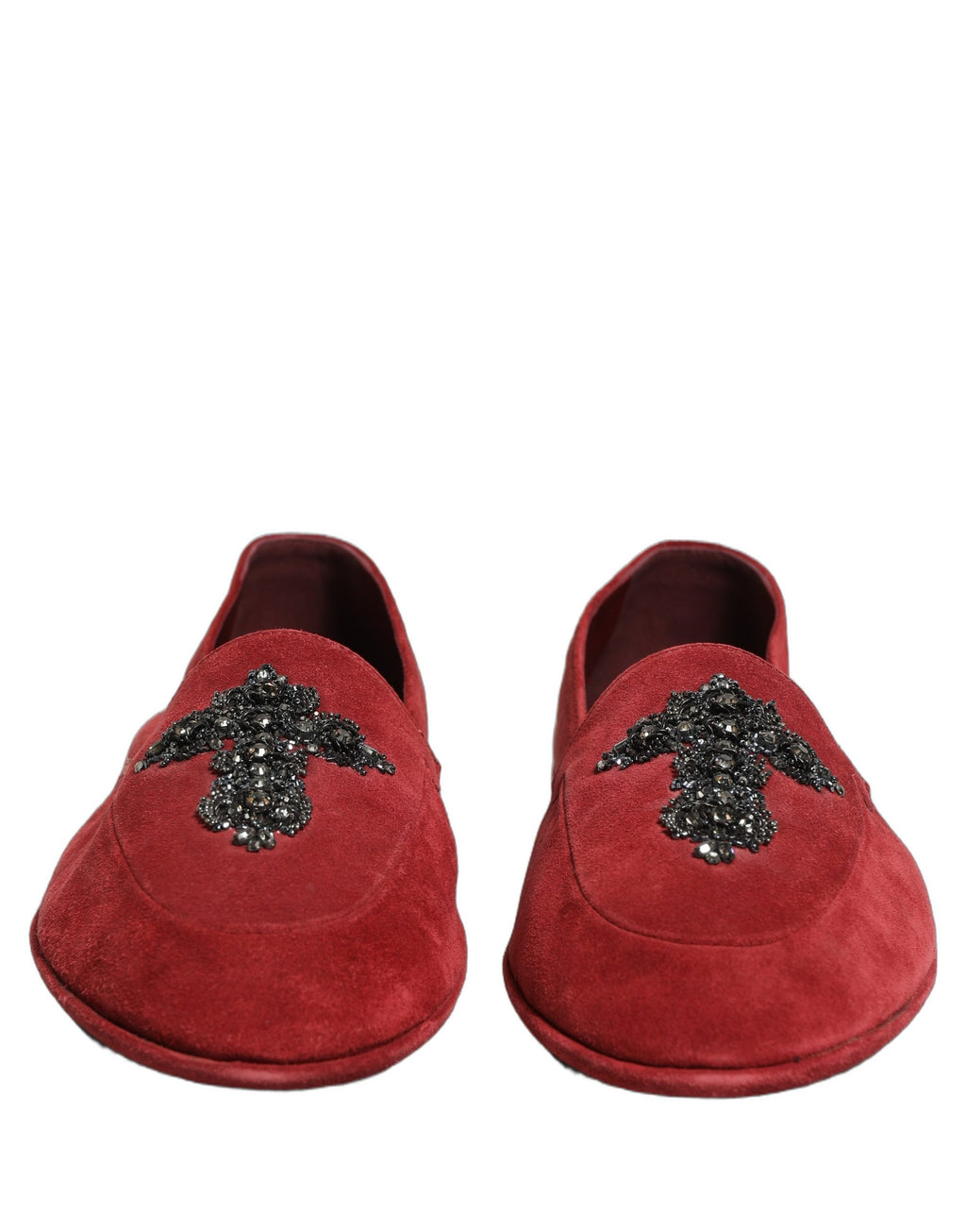 Dolce & Gabbana Rote Wildleder-Slipper mit Kreuz-Applikation