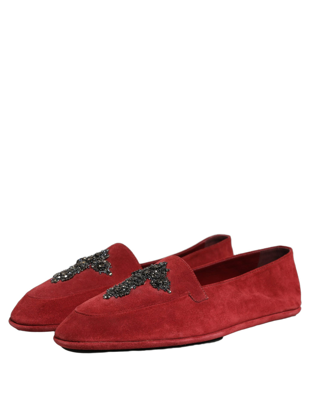 Dolce & Gabbana Rote Wildleder-Slipper mit Kreuz-Applikation