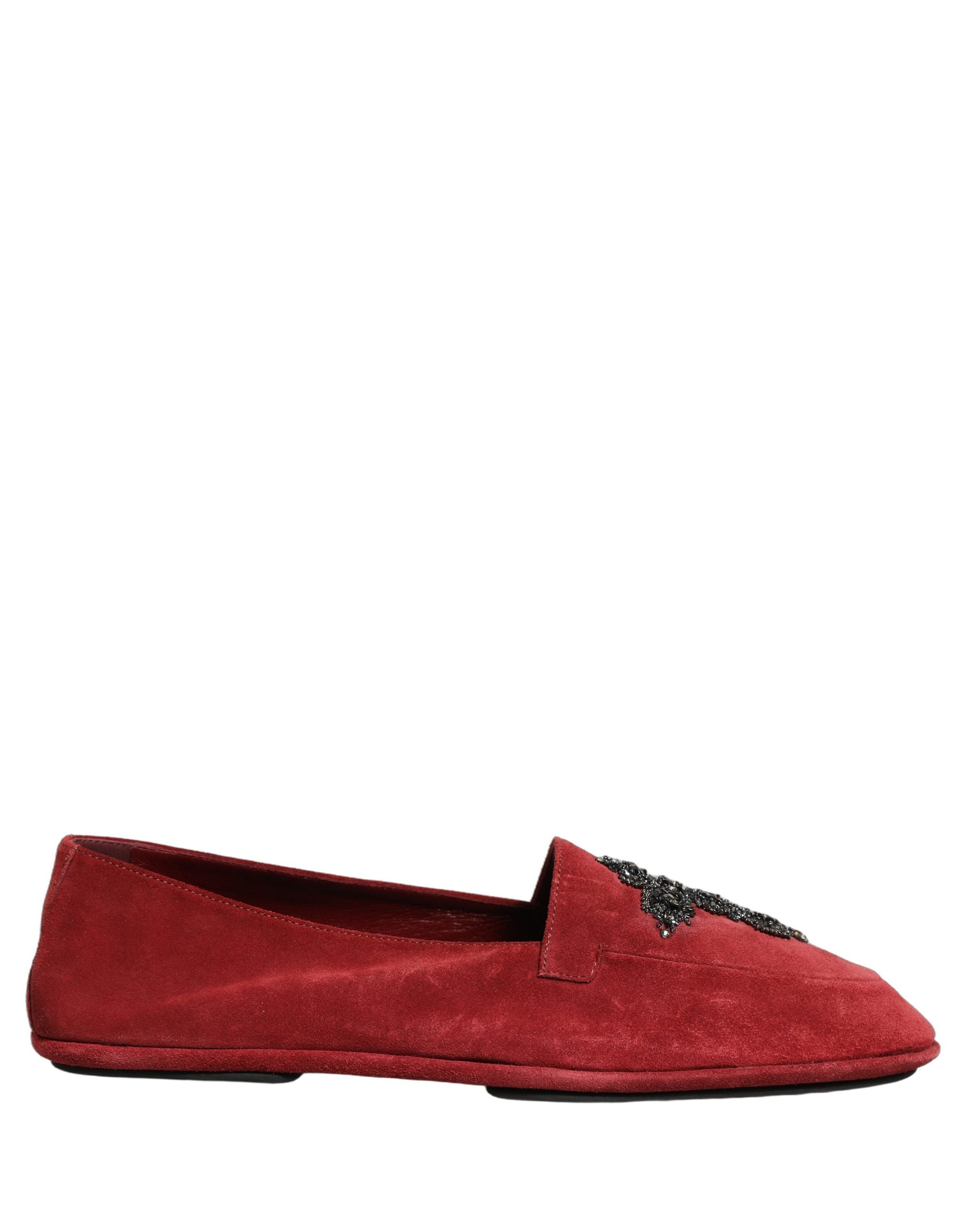 Dolce & Gabbana Rote Wildleder-Slipper mit Kreuz-Applikation