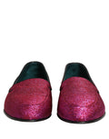 Dolce & Gabbana Pink Glitter Lurex Logo Dress Loafers Schuhe
