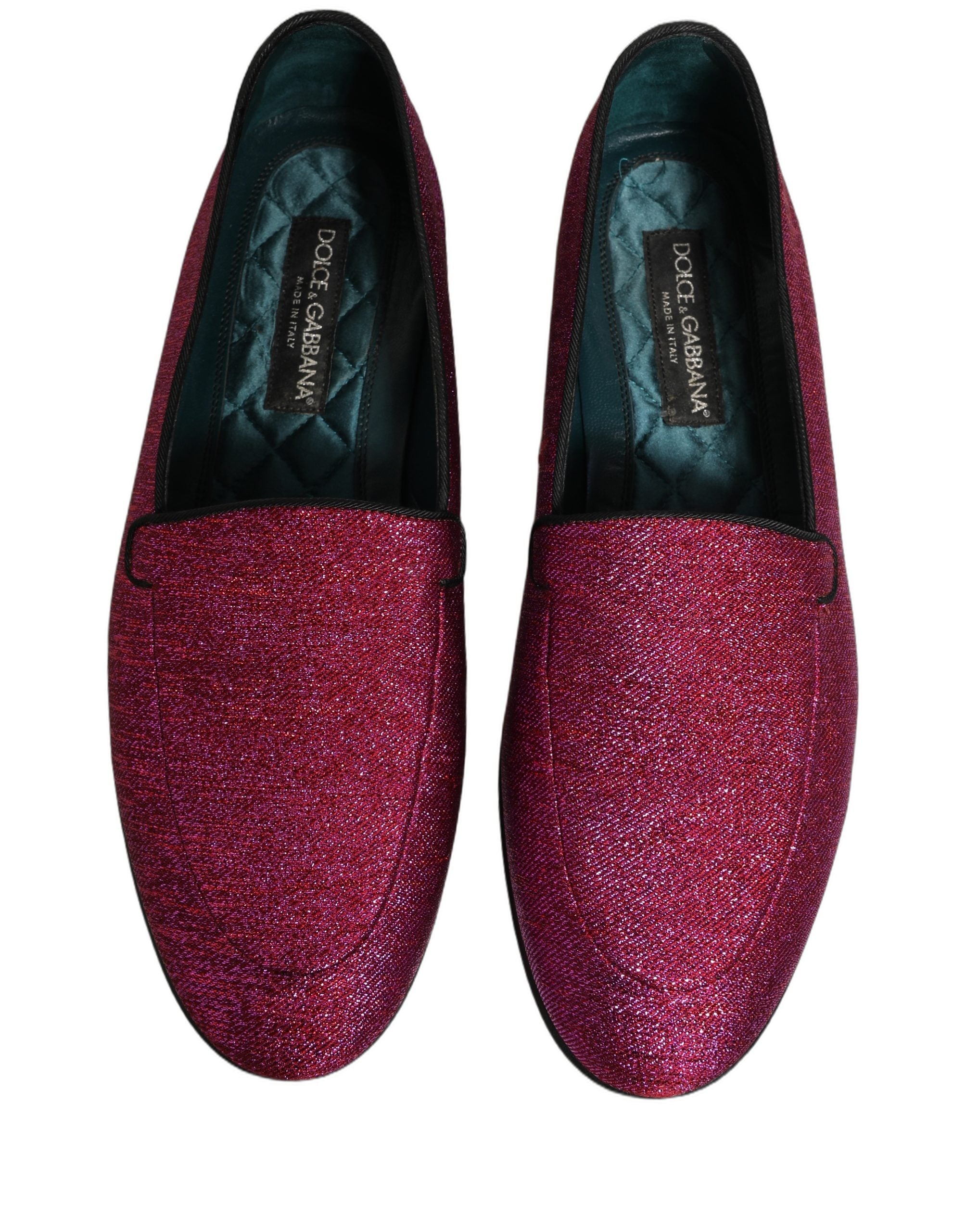 Dolce & Gabbana Pink Glitter Lurex Logo Dress Loafers Schuhe