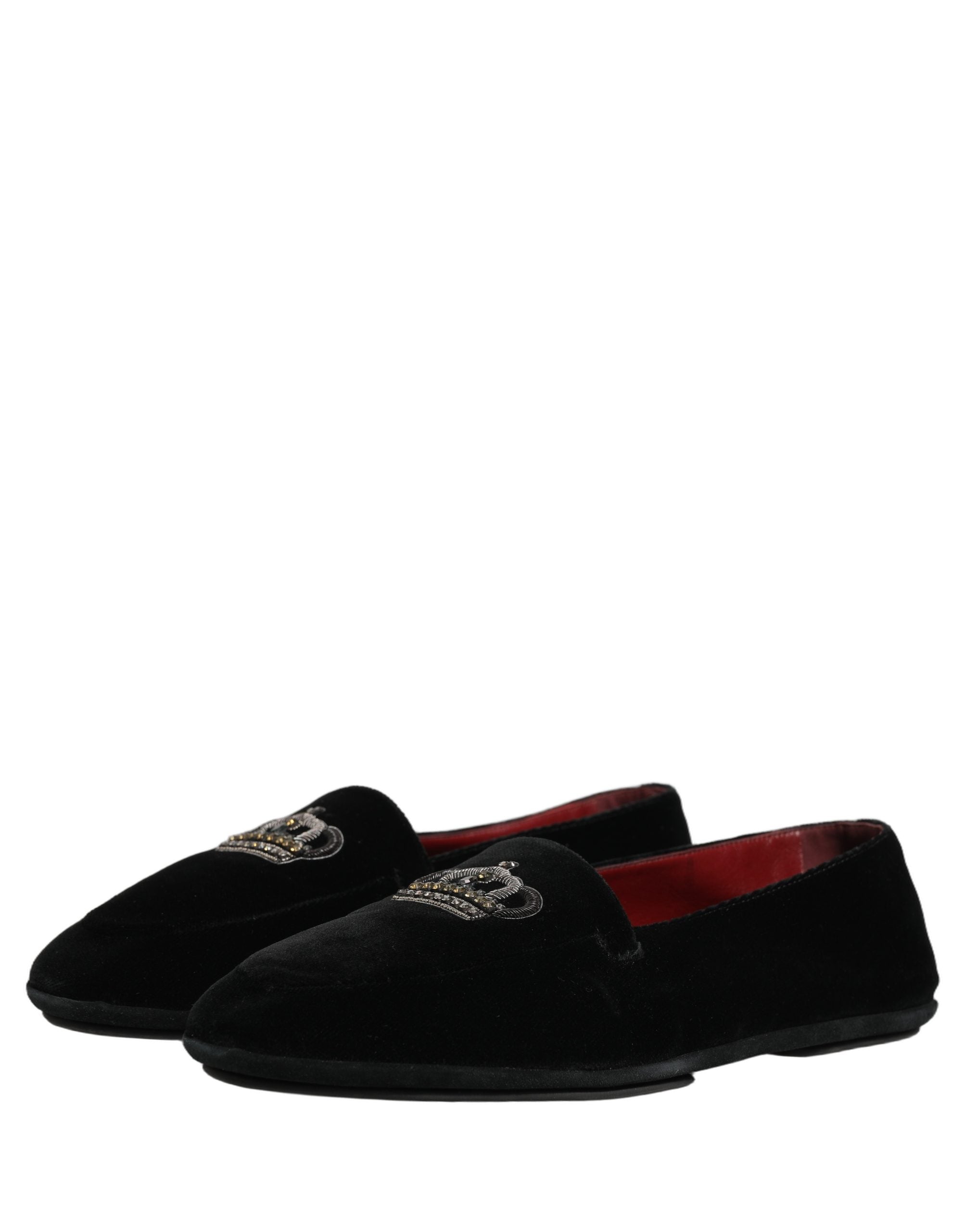 Dolce & Gabbana Schwarze Loafer mit Kronen-Applikation